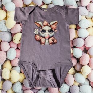 Purple Kids One Piece with Bunny Graphic